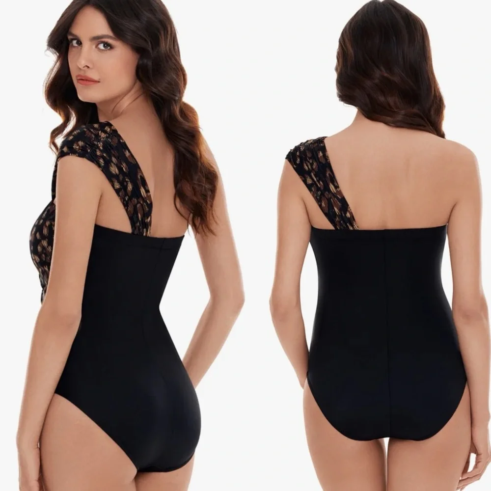 Magicsuit La Paz Goddess One Piece Swimsuit Womens Size‎ 14 Black Brown NWOT